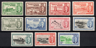 1950 Turks Islands, British Colonies (SG 221 - 231, CV $40)