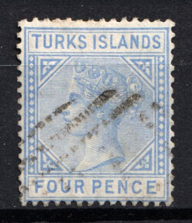 1881 4p Turks Islands, British Colonies (SG 50, Used, CV $100)