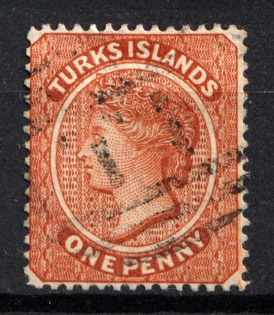 1883 1p Turks Islands, British Colonies (SG 55, Used, CV $50)