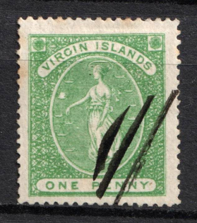 1868 1p British Virgin Islands, British Colonies (SG 12, Used, CV $110)