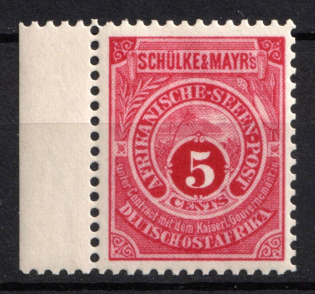1892 5c East Africa, German Colonies, Germany, Private Sea Post Office by Schulke and Mayr (Mi. Sa, Unissued, Rare, Margin, CV $180, MNH)