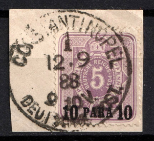 1884 10pa German Offices in Turkey on piece, Germany (Mi. 1, Used, CV $50)