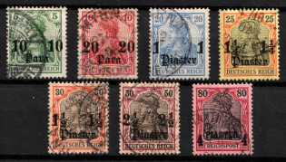 1905 German Offices in Turkey, Germany (Mi. 19, 24 - 28, 30, Used, CV $100)
