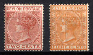 1883 - 1898 Ceylon, British Colonies (SG 146, 150, CV $125)
