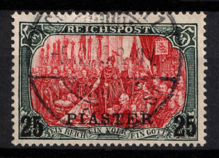 1900-04 25pia German Offices in Turkey, Germany (Mi. 23 I II, Used, Certificate, Signed, CV $660)