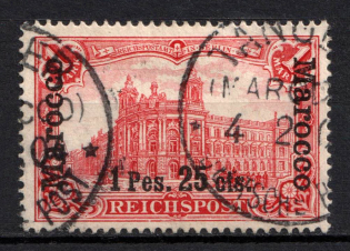 1900 1p 25c German Offices in Morocco, Germany (Mi. 16, Used, CV $70)