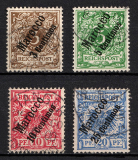 1899 German Offices in Morocco, Germany (Mi. 1 - 4, Used, CV $40)