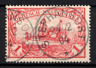 1901 1m New Guinea, German Colonies, Kaiser’s Yacht, Germany (Mi. 16, Used, Signed, CV $80)