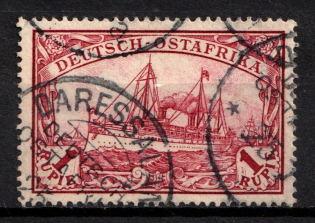 1901 1r East Africa, German Colonies, Kaiser’s Yacht, Germany (Mi. 19, Used, CV $70)