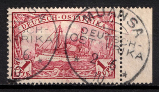 1901 1r East Africa, German Colonies, Kaiser’s Yacht, Germany (Mi. 19, Used, Margin, CV $70)