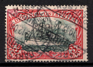 1901 3r East Africa, German Colonies, Kaiser’s Yacht, Germany (Mi. 21, Used, Signed, CV $280)