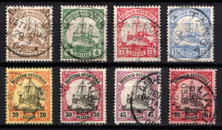 1905 East Africa, German Colonies, Kaiser’s Yacht, Germany (Mi. 22 - 29, Full Set, Used, CV $220)