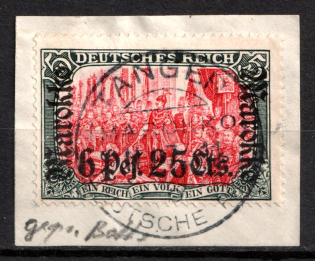 1911 6p 25c German Offices in Morocco on piece, Germany (Mi. 58 I A, Used, Signed, CV $500)