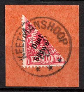1900 10pf South West Africa BISECT on piece, German Colonies, Germany (Mi. 7 H, Keetmanshoop Postmark, CV $1,440)