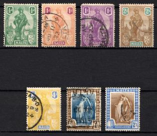 1922-26 Malta, British Colonies (SG 124 - 125, 128, 132, 134 - 135, Used, CV $50)