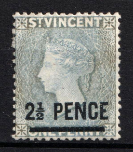 1890 2.5p on 1p St. Vincent, British Colonies (SG 46, CV $40)