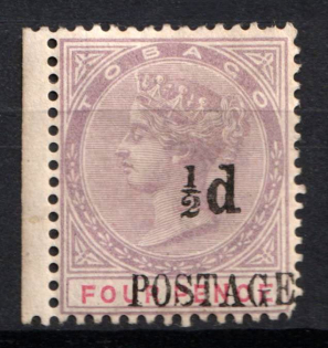 1896 0.5d on 4d Tobago, British Colonies (SG 33, Margin, CV $170)