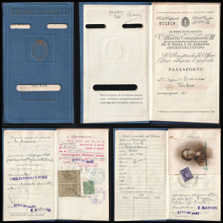 1942 Italy WWII Fascist Propaganda, Temporary Foreign Passport