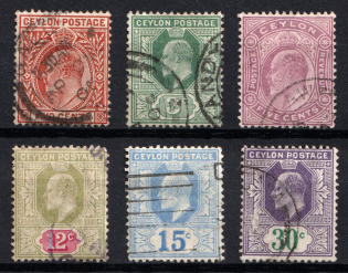 1903 Ceylon, British Colonies (SG 265-266, 268, 270-271, 273, Used, CV $30)