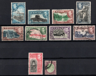 1938 - 1949 Ceylon, British Colonies (SG 388, 389a-390a, 391, 392a, 393b, 394a-395a, 396, 397a, Used, CV $50)