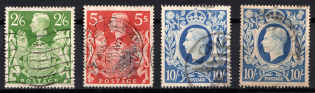 1939 - 1948 Great Britain (SG 476a, 477, 478, 478b, Used, CV $45)
