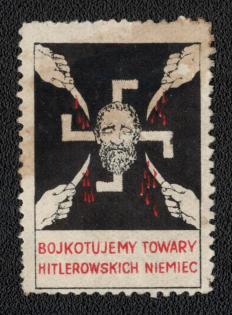 1930 'We Boycott Goods from Hitler's Germany', Boycott Label, Polish-Jewish Anti-Nazi Propaganda