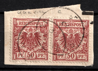1890-1901 50pf German Offices in Cameroon on piece, Germany, Forerunners Pair (Mi. V 50, Used, CV $160)