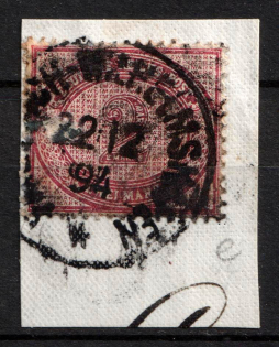 1891-1901 2m German Offices in New Guinea on piece, Germany, Forerunner (Mi. V 37 e, Friedrich-Wilhelmshafen Postmark, CV $600)
