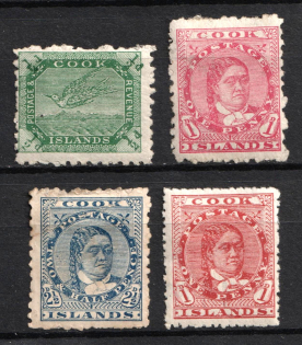 1902-1900 Cook Islands, British Protectorate (SG 28, 29, 32, 40, CV $40)