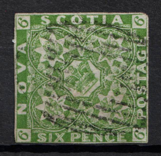 1851-60 6d Nova Scotia, Canada, British Colonies (SG 5, Used, CV $1,050)