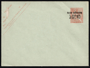 '0f10' French Offices in China, France, Reduced Tax Postal Stationery Cover (Mint)