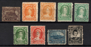 1860-63 New Brunswick, Canada, British Colonies (SG 7, 10, 11, 14 - 19, Used, CV $580)