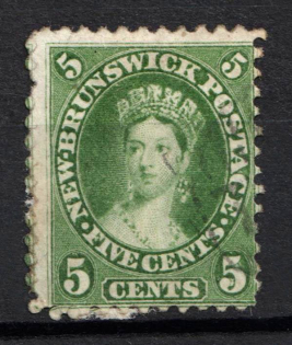 1860-63 5c New Brunswick, Canada, British Colonies (SG 16 var, SHIFTED Perforation, Used, CV $60+)