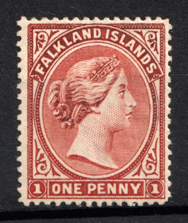 1891 1d Falkland Islands, British Colonies (SG 18x, REVERSED Watermark, CV $530)