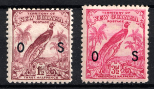 1932 New Guinea, British Colonies, Official Stamps (SG O43, O47, CV $40)