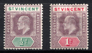 1904 - 1911 Saint Vincent, British Colonies (SG 85b - 86b, CV $40)