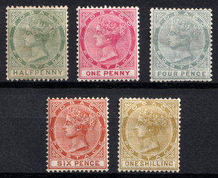 1885 - 1896 Tobago, British Colonies (SG 20 - 24, CV $45)