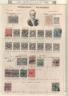 XIX ct. Haidarabad, India, British Colonies stamps on page