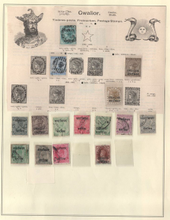 XIX ct. Gwalior, India, British Colonies stamps on page