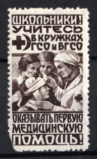 1933 Ready for Labour and Defence of the USSR, Propaganda Label, Odessa, Ukraine, USSR Cinderella (MNH)