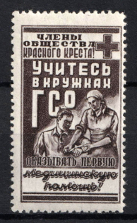 1933 Ready for Labour and Defence of the USSR, Propaganda Label, Odessa, Ukraine, USSR Cinderella (MNH)