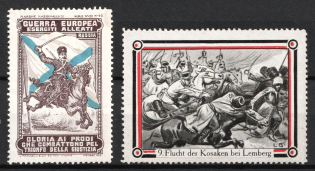 1914 ROSSICA Ukraine Lvov (Lviv) Cossacks Germany WWI vignettes