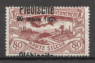 1921 Germany Joining of Silesia 80 Pf (Shifted Overprint, Print Error)