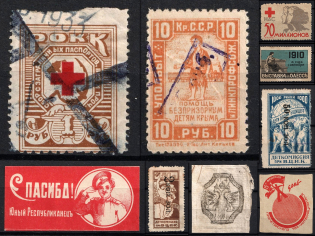 Odessa 2 cuts on revenue paper 1700x, and Russia, Charity Cinderellas and Revenues (Small stock)