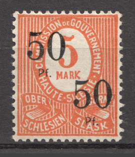 1920 Germany Joining of Silesia 50 Pf (Double Overprint, Print Error)