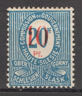 1920 Germany Joining of Silesia 10 Pf (Broken `0`, Print Error)
