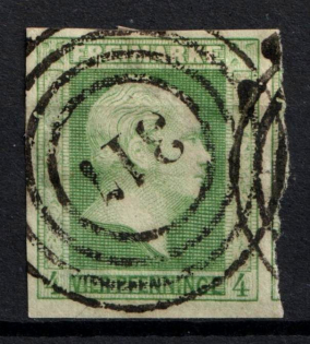1856 4pf Prussia, German States, Germany (Mi. 5, Used, CV $125)