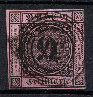 1851 9Kr Baden, German States, Germany (Mi. 4 b, Used, CV $40)