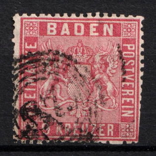 1861 9Kr Baden, German States, Germany (Mi. 12, Used, CV $310)