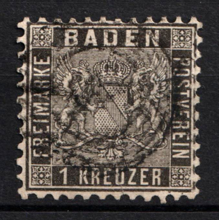 1862 1Kr Baden, German States, Germany (Mi. 13 a, Used, CV $140)